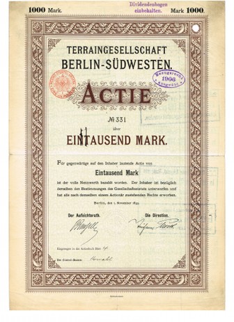 Artikelnr. AP314 Actie von 1895 Ausgabewert 1000 Mark