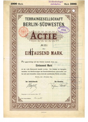 Artikelnr. AP314 Actie von 1895 Ausgabewert 1000 Mark